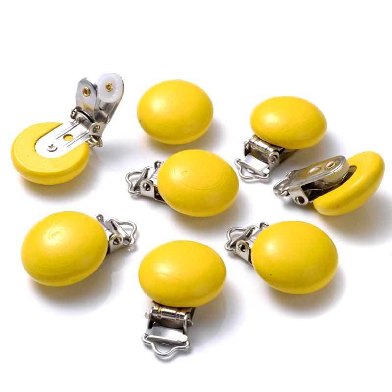 10Pcs 30mm Baby Wooden Pacifier Clips Round Wood Clip for Baby Pacifier Log Nipple Chain Holder Accessories BPA Free