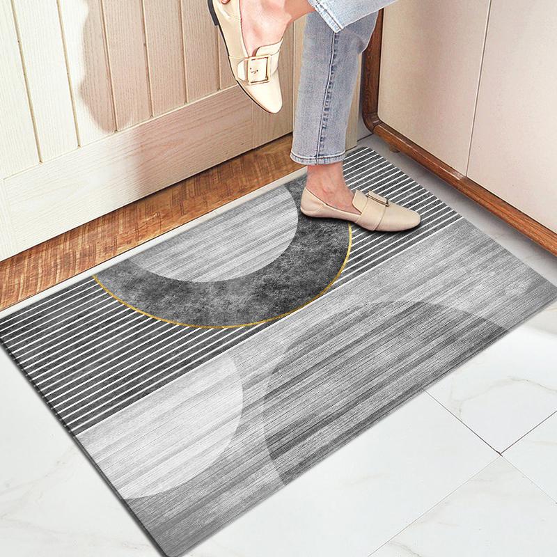 Šedá geometrická abstraktní houbová rohožka Protiskluzová latexová podložka Super absorpční pro vnitřní toaletu Koberček k posteli Podložka na podlahu