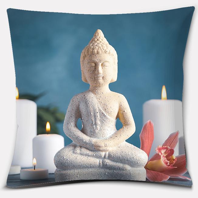 Buddha Zen Stone Flower Series Pillow Gift Home Office Decoration Bedroom Sofa Car Cushion Cover 45x45cm40x40cm