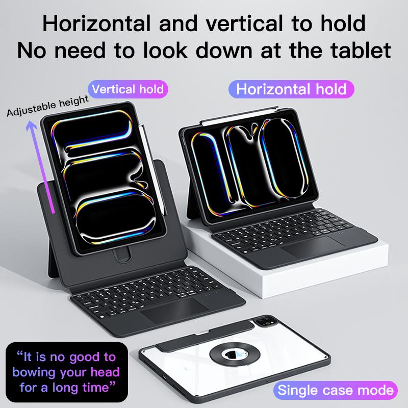 IFacemall 2025 New Custom Oem Pencil Holder PU Leather Smart 360 Rotation Wireless Keyboard Case for Ipad Pro 11inch 2/3/4th Gen