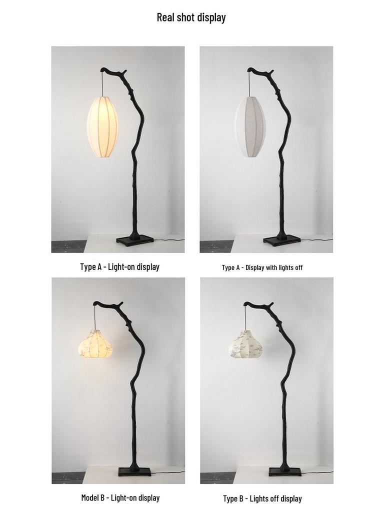 Brand New Zen Retro Wabi-Sabi Fabric Lantern Floor Lamp for Living Room & Tea Room Atmosphere