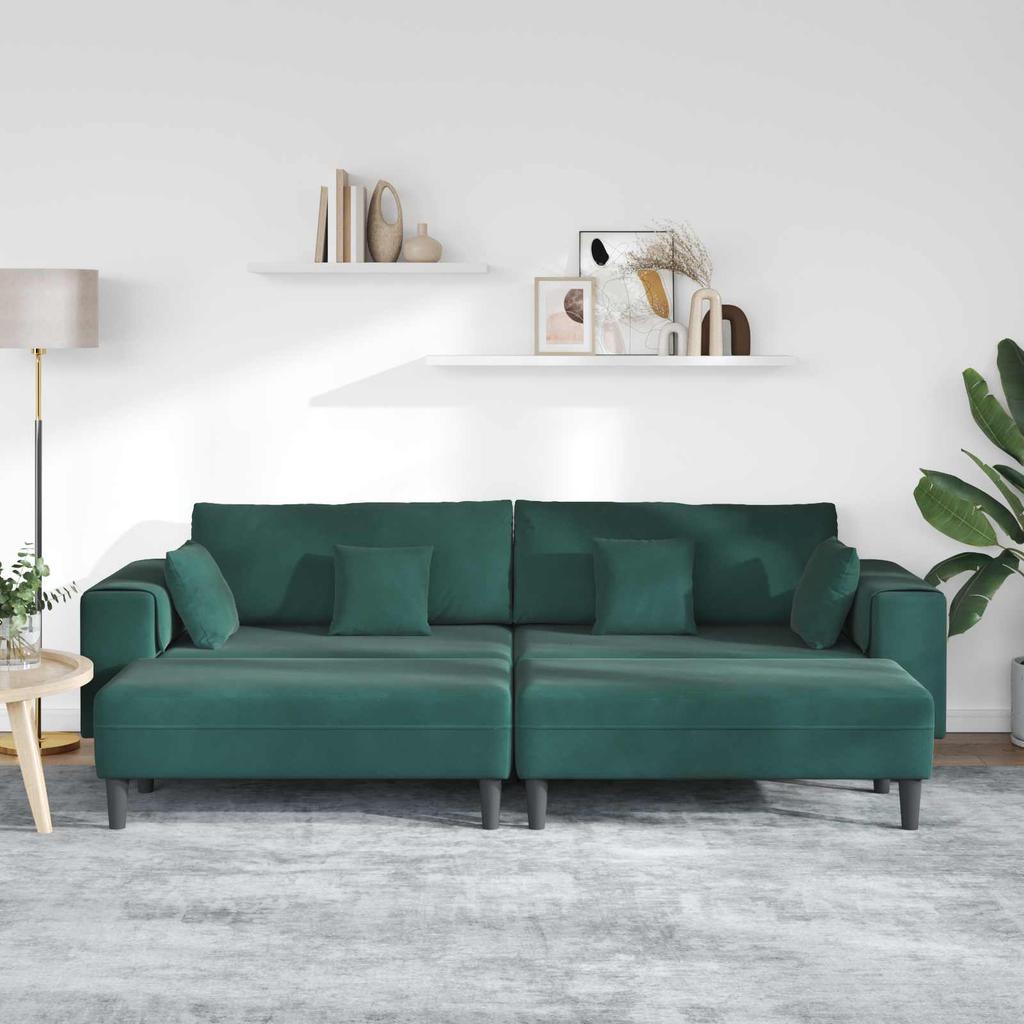 3 Piece Sofa In Dark Green 250 X 188 X 76 Cm Velvet