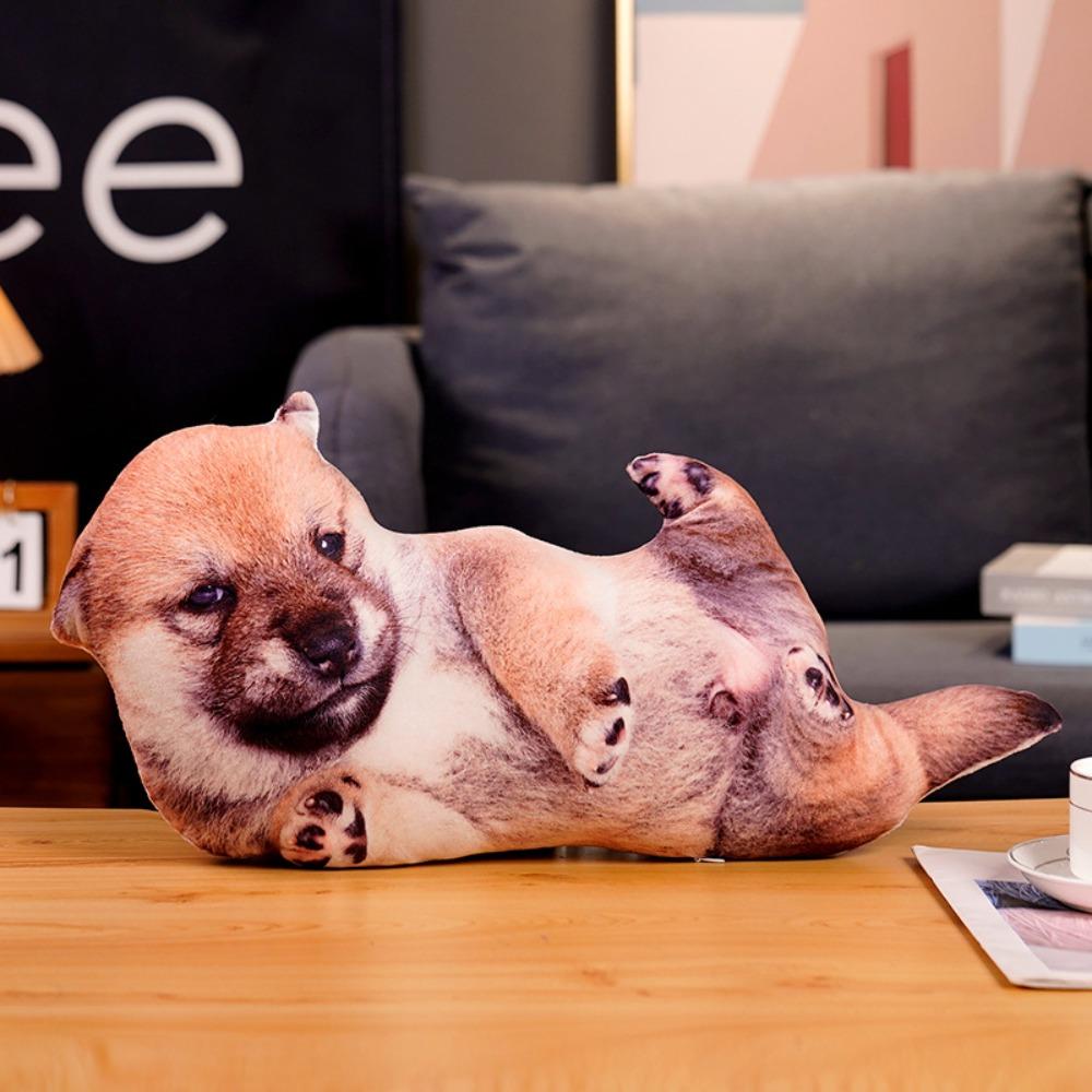 3D Simulatie Hond Pluche Speelgoed Shiba Inu Bulldog Labrador Corgi Hond Gevuld Kussen Bank Slaapkamer Huisdecoratie Hond Kussen