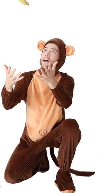 Cute Monkey Cosplay Costume Adult Animal Stage Party Fluffy Flannel Winter Warm for Indoor Cold Unisex [fanituhan] Set, Pajamas, Kigurumi, Costume,