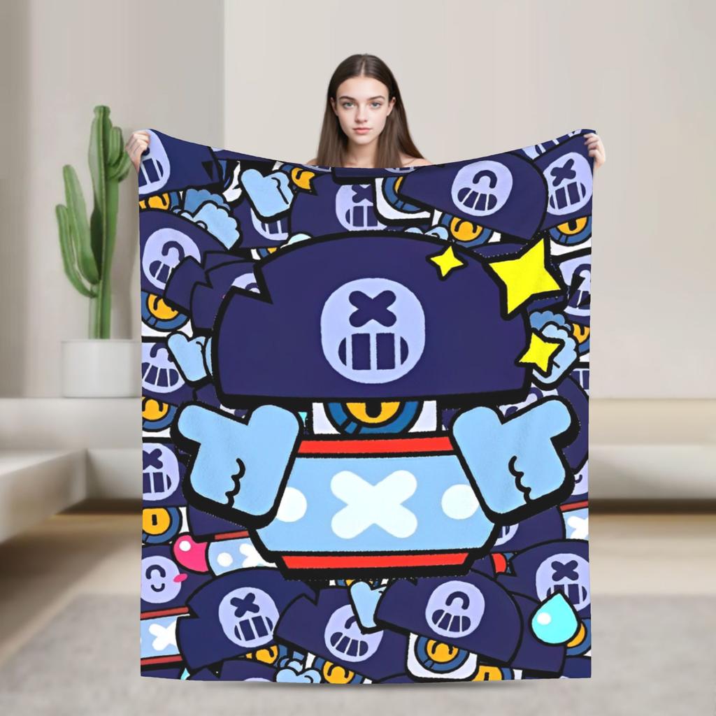 Emz Spike Squeak-Brawlld Blankets Cartoon Game Flannel Funny Warm Throw Blanket for Home Summer