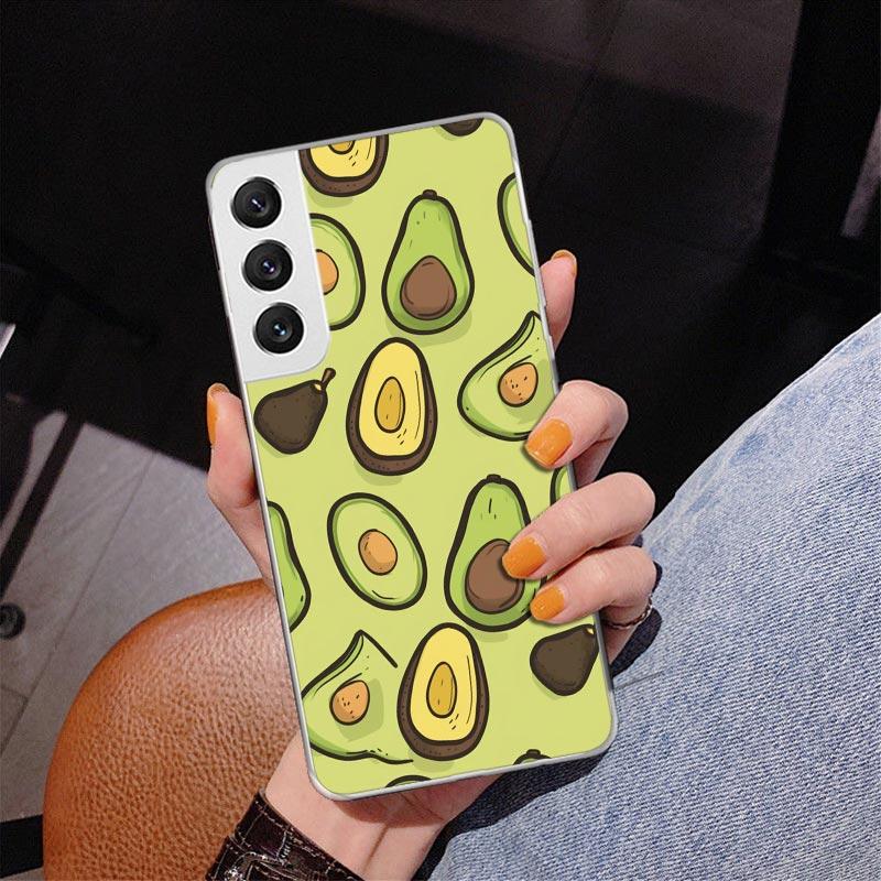 Cartoon Fruit Avocado Phnoe Case for Samsung Galaxy S26 S25 Edge S23 S24 Ultra S22 Plus S21 S20 FE Unique Cover Soft Coque Galax