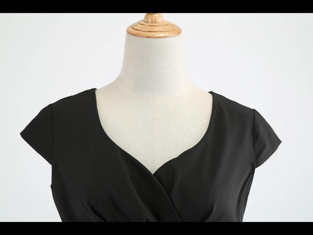 Retro Hepburn Style Short Sleeve 50s Collar High Waist Swing Dress