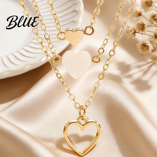 Heart Pendant 3Pcs/Set Women Necklace Three-Layer Stacking Design Sweet Charm