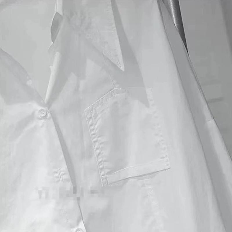 Weiße Blusen für Damen Oversized Tops Streetwear Koreanische Mode Freizeithemden Geschlitzt Unregelmäßig Vintage Bluse