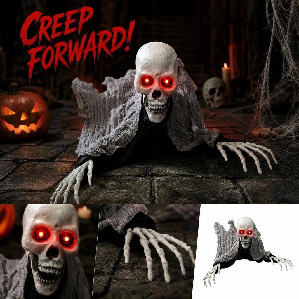 Halloween Sound Activated Crawling Skeleton Decoration for Outdoor House Yard Prop (3090cm)