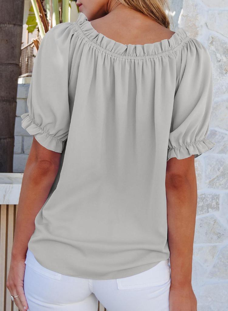 Camicia Bardot con Volant - Nuovi Arrivi Primavera/Estate 2026 per Donna - Stile Europeo & Americano