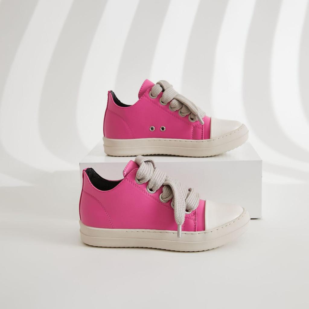 Vintage Shoes Thick Shoelace Fashion High Top Platform Black Leather Casual Women's Chunky Sneaker