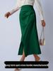 European & American Women's Satin Midi Skirt - Autumn Pleated, Slit Fishtail, Hip-Hugging Design with Zipper