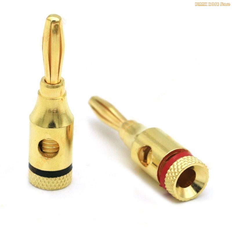 K1AE 4pcs Gold Plated Speaker Banana Plugs Open Screw Type Connector for Speaker Wire Home Theater
