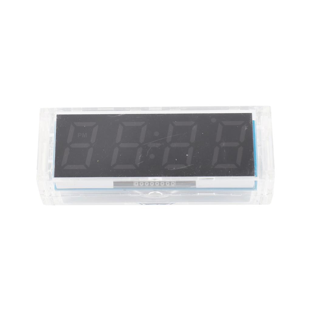 Compact 4 Digit Digital LED Clock Kit Light Control Temperature Date Time Display with Transparent Case