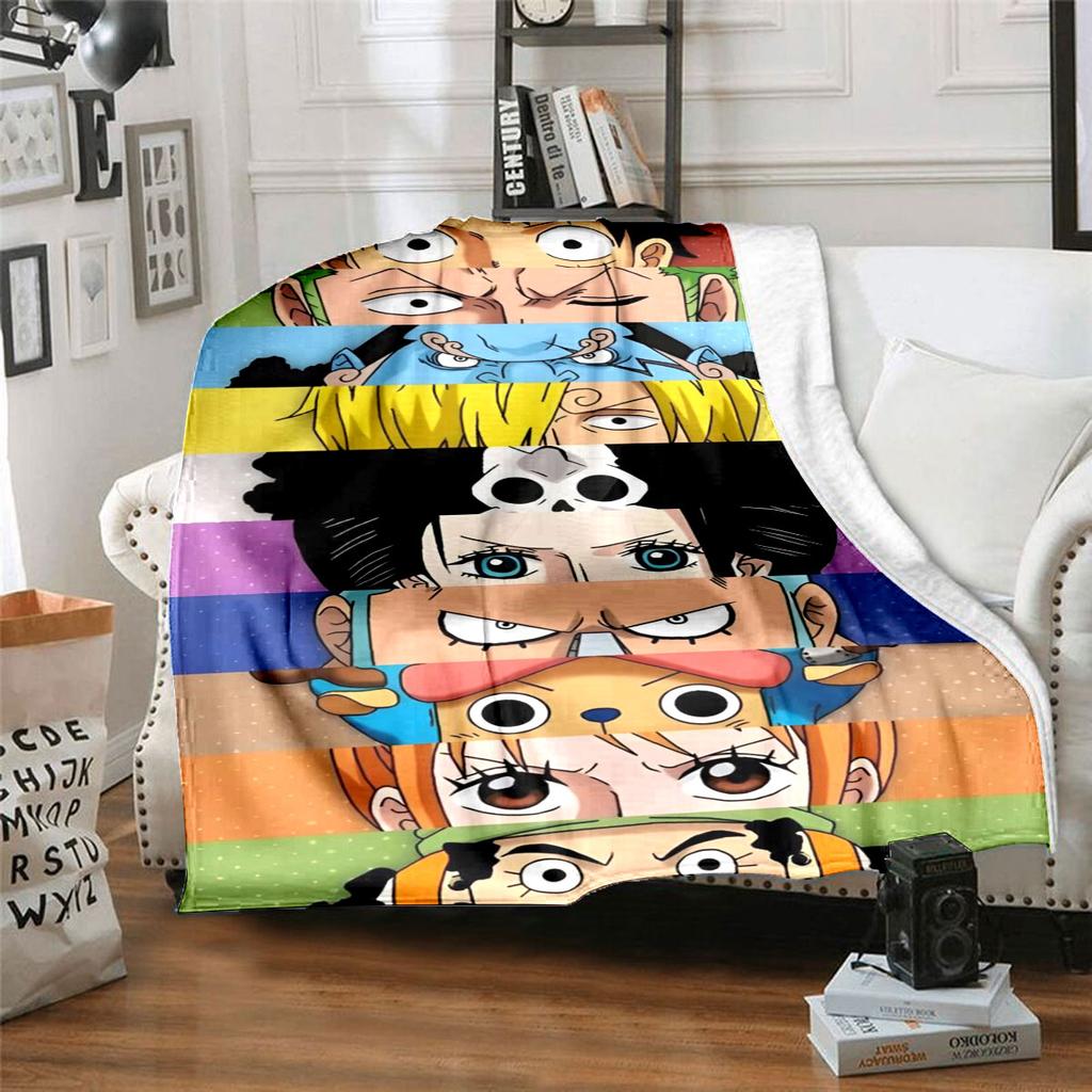 One Piece Luffy Print Blanket, High-quality Nap Blanket, Warm and Soft, Suitable for Sofas, Beds, Camping Trips, and Offices.