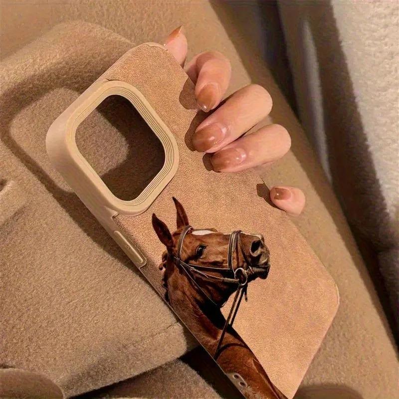 Horse pattern design phone case suitable for iPhone 17 16 15 14 13 12 11 Pro/Max/Plus anti drop and shockproof back cover