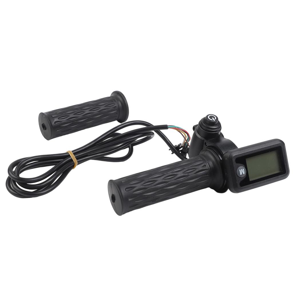 Acelerador de Manillar para Bicicleta Eléctrica con Pantalla LCD para Velocidad y Voltaje Longitud del Cable 170cm Se Adapta a Sistemas de 36/48/60/72V Incluye Par