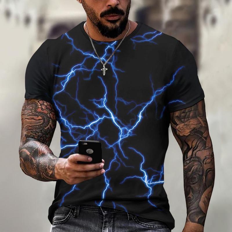 2026 Summer T shirt For Men Lion Graphics 3D Print Fashion Short Sleeve O-neck T-shirt Men's Clothing Casual t-shirts Streetwear