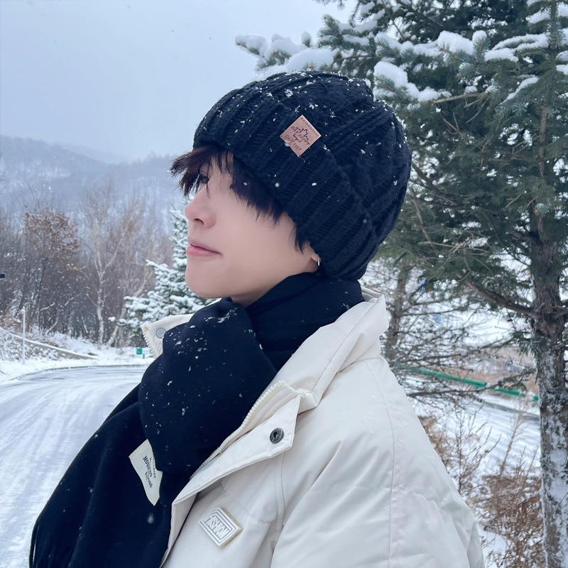 Hat men's winter warm plush thickened wool hat men's knitted hat pullover hat winter men's headgear tide