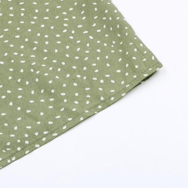 Women Summer Loose Green Blouse Ruffled Short Sleeve O Neck Tops