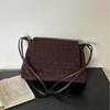Woven Suede Leather Crossbody Bag Women Small Square Top-Flap Shoulder Daily Commute Stylish Handcrafted