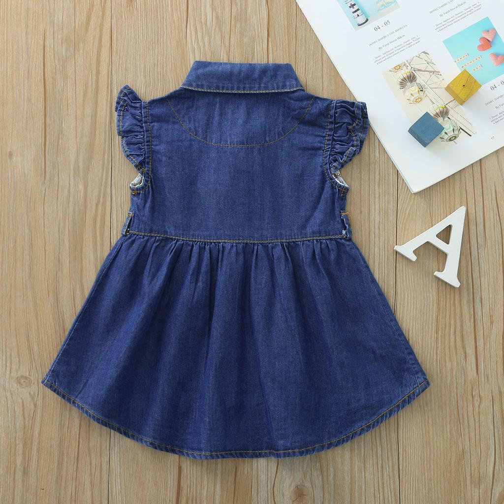 Kids Baby Girls Floral Embroidered Denim Sleeveless Dress Ruffle Princess Pleated Dresses Kids Baby Girls Floral Embroidered Denim Sleeveless Dress Ruffle Princess Pleated Dresses