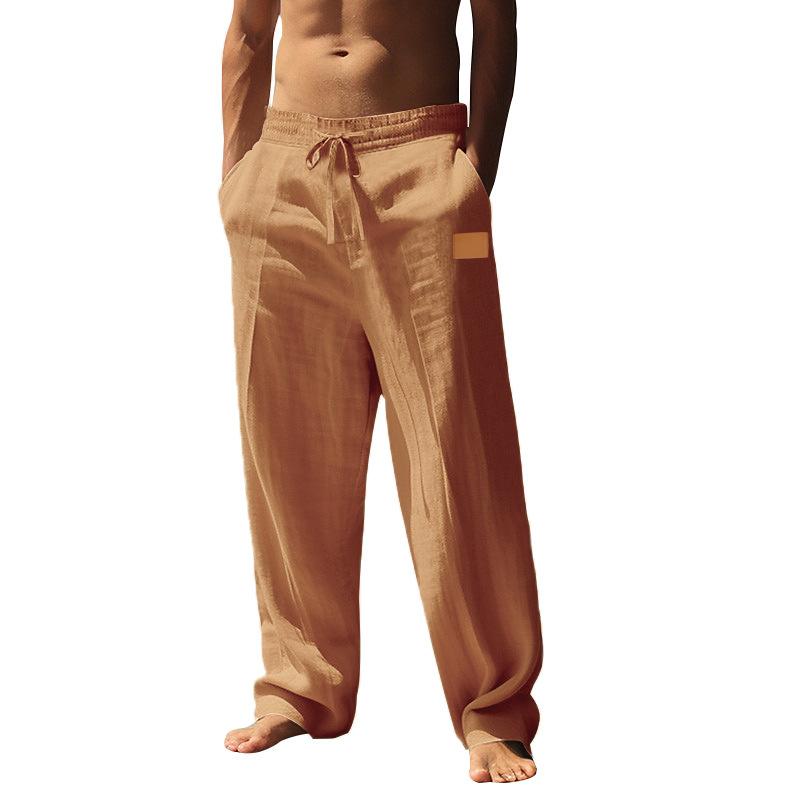 

Трансграничные американские, европейские и американские мужские пляжные дышащие хлопково-льняные свободные повседневные спортивные брюки для мужчин XXXL хаки