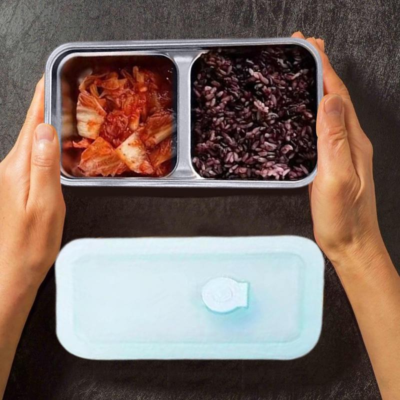 304 Edelstahl Lunch Bento Box Einzel-/Doppel-Fach Wiederverwendbare Snackbehälter Auslaufsicher Kühlschrank Lebensmittelbehälter
