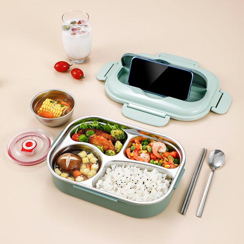 

304 Stainless Steel Microwaveable Lunch Box Set with Soup Bowl and Cutlery