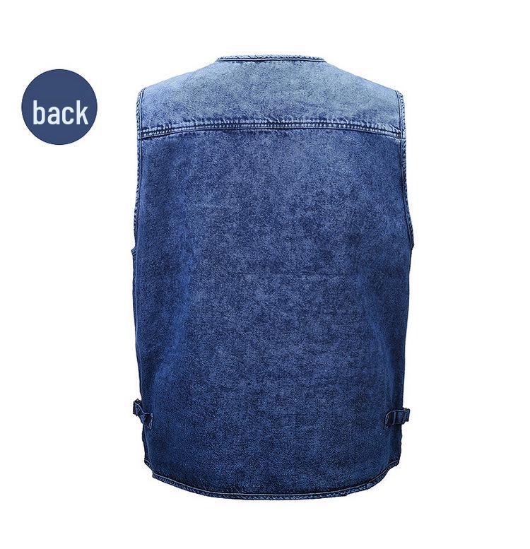 Men's Multi-Pocket Denim Vest for Photography and Fishing