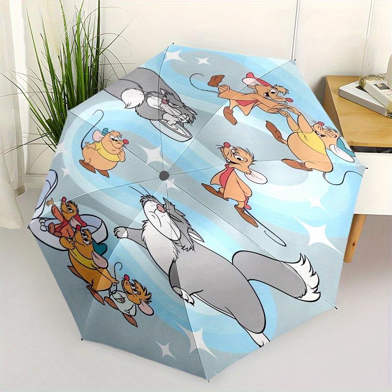 

Cinderella Themed Automatic Opening and Closing Folding Umbrella, Reinforced 8 Ribs, Compact Travel Design, Fashionable Folding Umbrella, Va