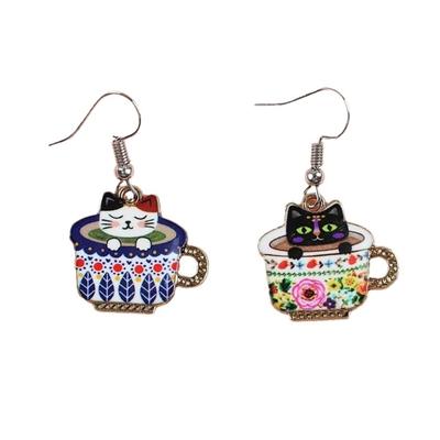 Unique Animal Earrings Cartoon Cup Cats Shaped Ear Rings Ornament Women Girls Accessory Stylish Party Accessories