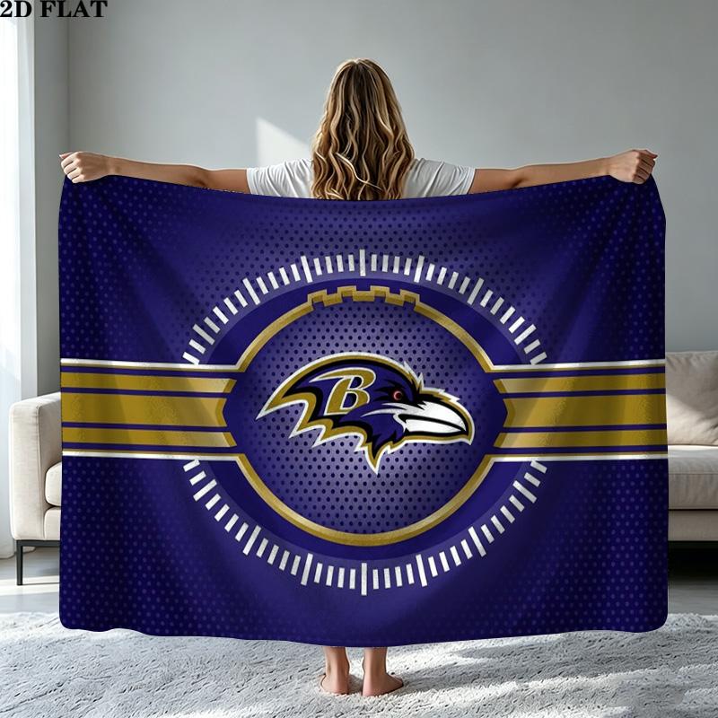 Koc flanelowy z nadrukiem Baltimore Ravens Wysokiej jakości Ciepły Komfortowy Pokrowiec na wszystkie pory roku Idealny na prezenty Wystrój domu