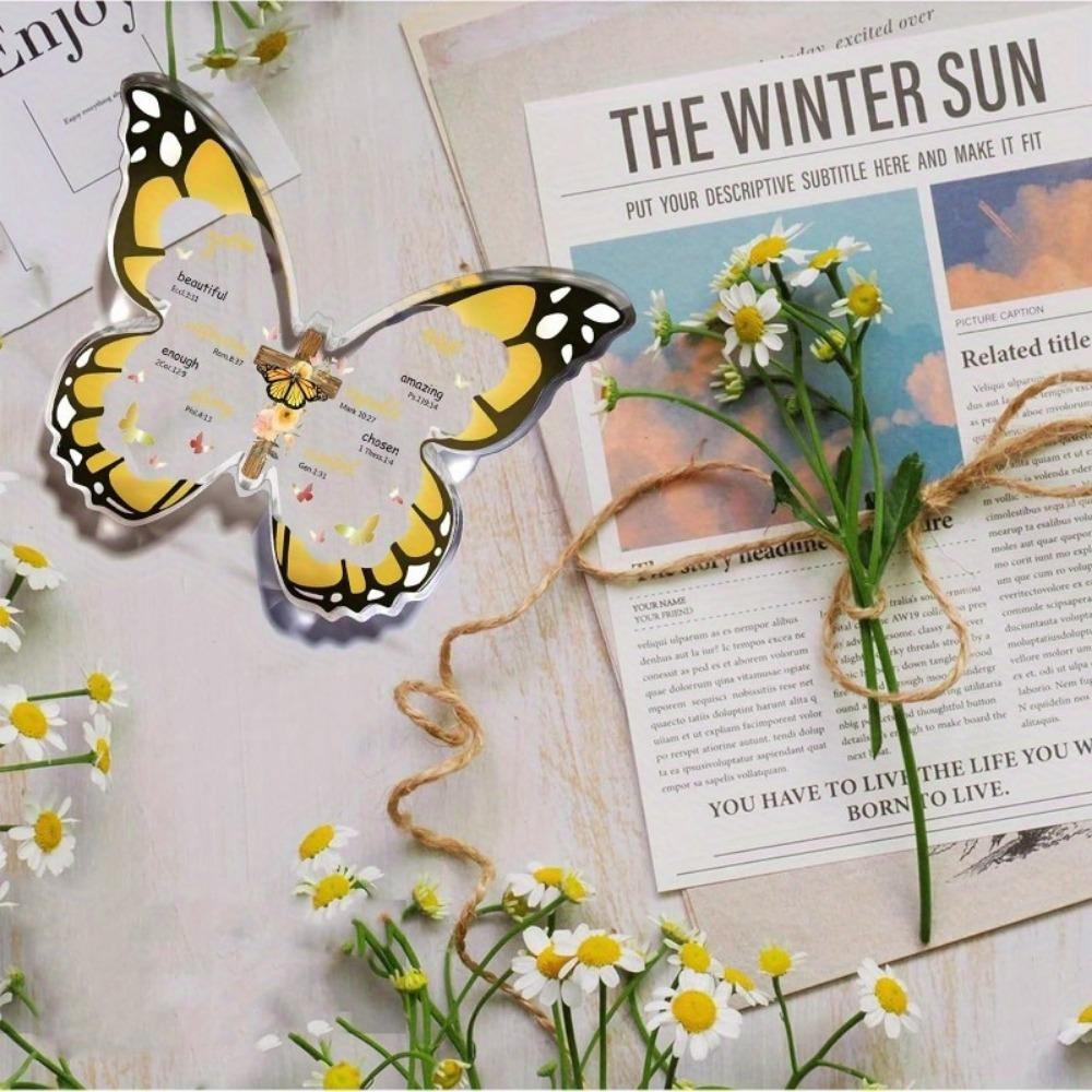 Butterfly Scripture Gift - Religious Acrylic Souvenir for Mothers with Photography Utility