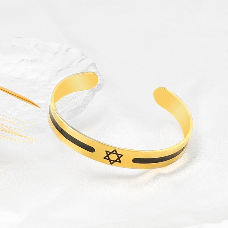 Europe and the United States hot-selling stainless steel hexagram opening bracelet titanium steel men's personality Epoxy bracelet factory direct sale