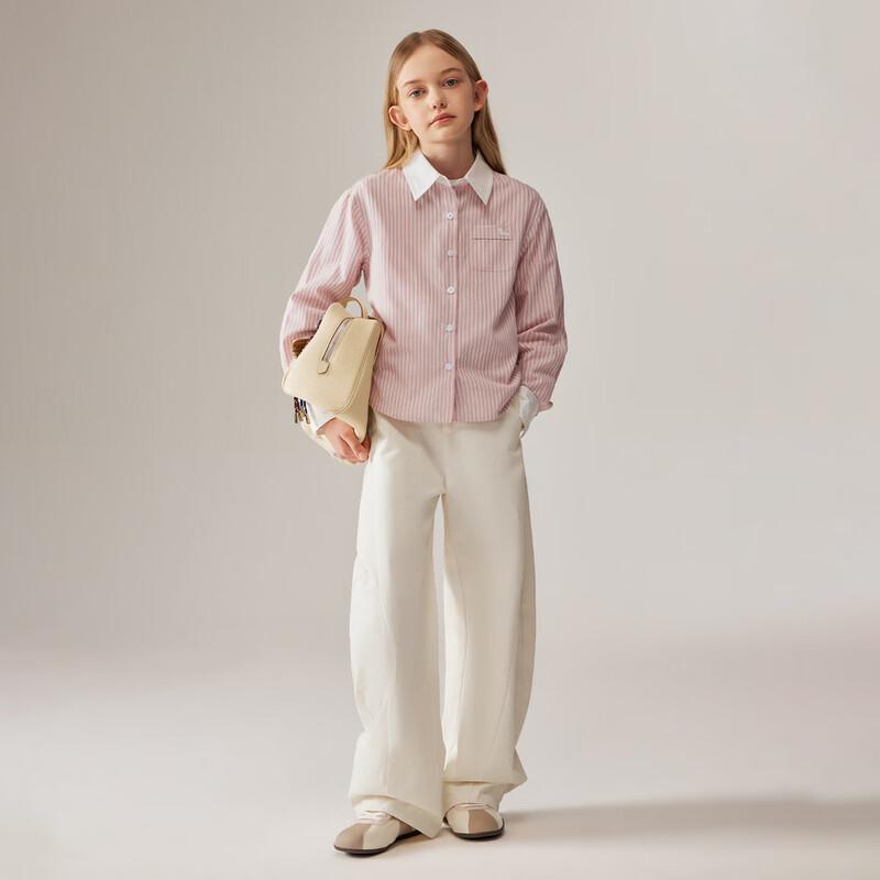 ELLE KIDS Girls French Style Striped Loose Long-Sleeve Shirt 150