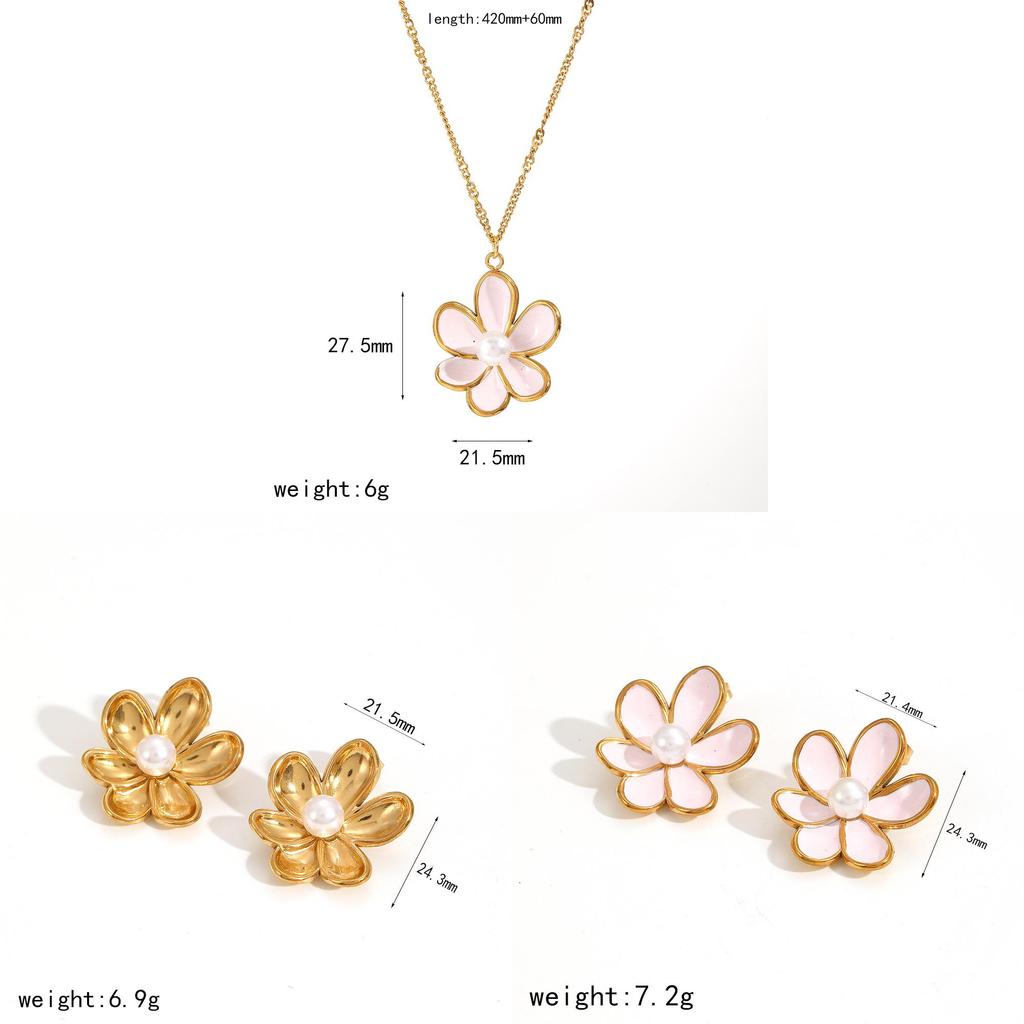 Collection de Bijoux Floraux de Designer Printemps en Acier Inoxydable Pour Dames Usage Quotidien