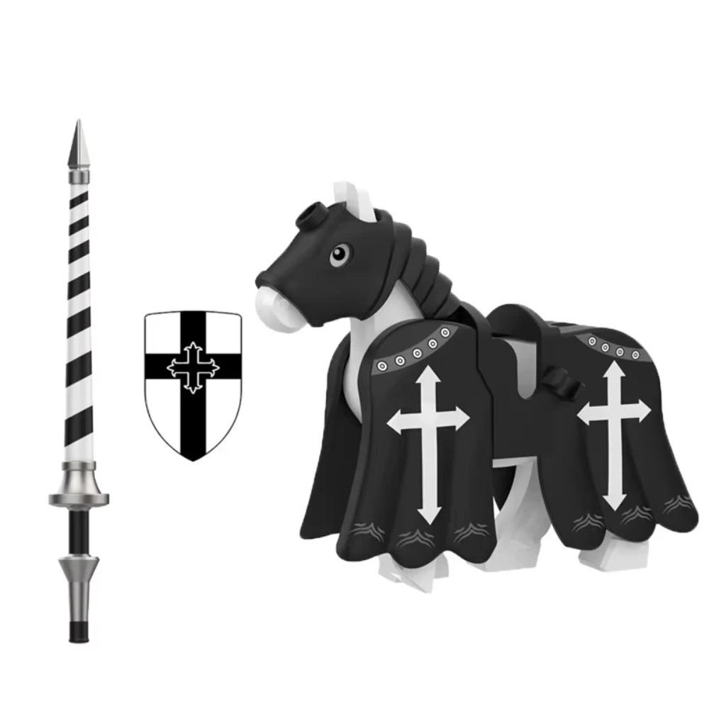 Mittelalterliche Burgsoldaten Actionfiguren Baustein Drache Anime Ritter Zubehör Kriegspferd Miliz Helm Schild Spielzeug Geschenk B15