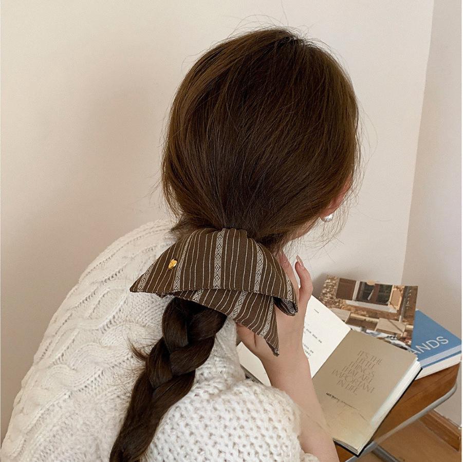Korea Square Striped Cloth Scrunchies Women Girl Elastic Hair Rubber Band Accessories Tie Hair Ring Rope Headdress Headwear