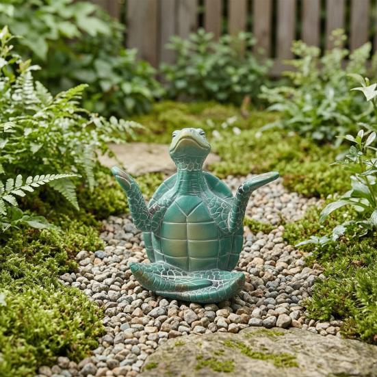 Meditation Yoga Sea Turtle Figurine Small Coastal Beach Animal Sculpture Resin Zen Statue for Aquarium Fish Tank Home Desk Decor