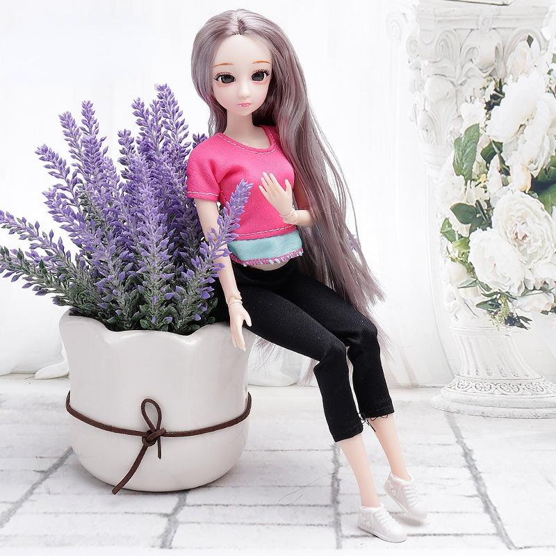 30CM Mini Bewegliche 20 Gelenk Puppe Mädchen Spielzeug 3D Große Augen BJD Prinzessin Volle Outfits Kleider Sammlung Kinder puppe Geschenk