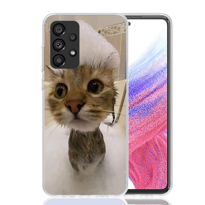 Pet Cat Funny Memes Phone Case For Samsung Galaxy A52 A32 A22 A12 A02S A50S A30S A51 A31 AA71 Note 20 Ultra 10 S10 Plus Galaxy A