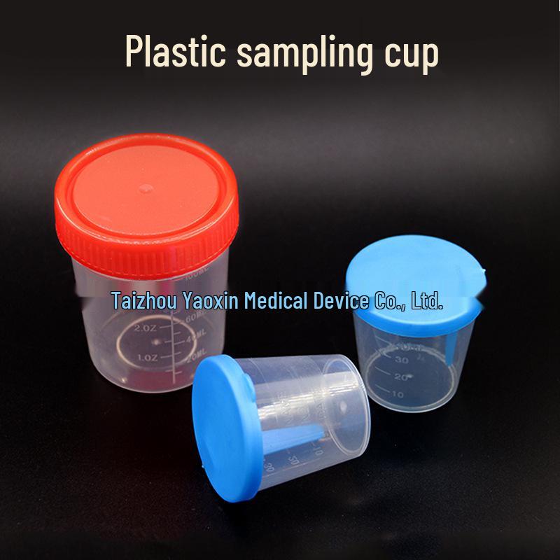 Plastic Sampling Cup with Lid - 40ml, 60ml, 120ml for Sputum, Urine, Stool