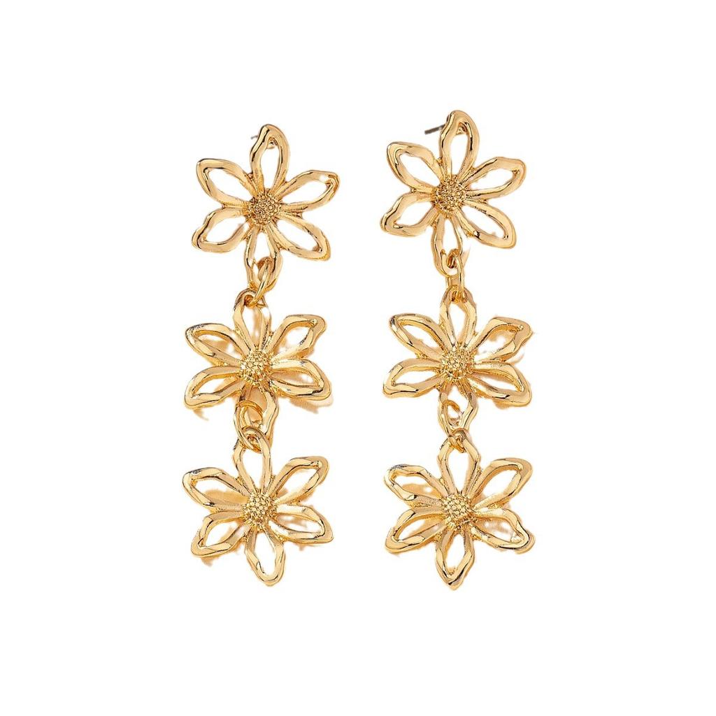 High-End Alloy Long Fringe Flower Earrings, Korean Temperament, Simple Retro Internet Celebrity Niche Earrings, Women
