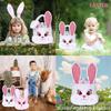3D Cute Plush Egg Hunt Basket for Boys, Foldable Ears, Handle, Easter Candy Collection, Soft Material