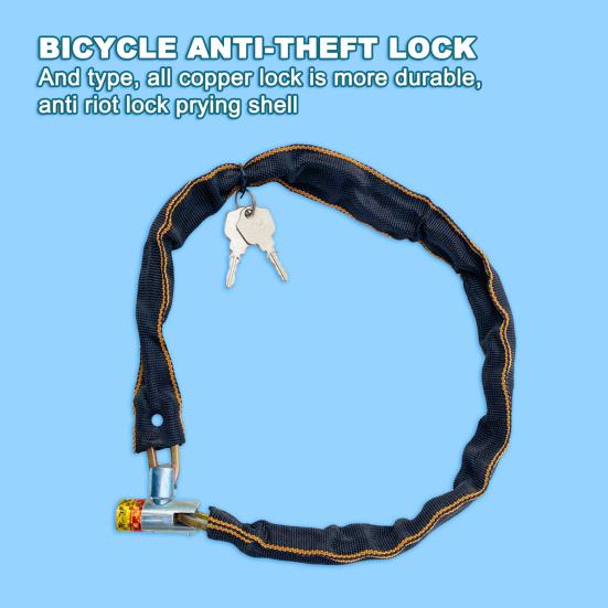 Bike Chain Lock Anti-Scratch Solid with Keys MTB Road Bike Accessory Safety Anti-Theft