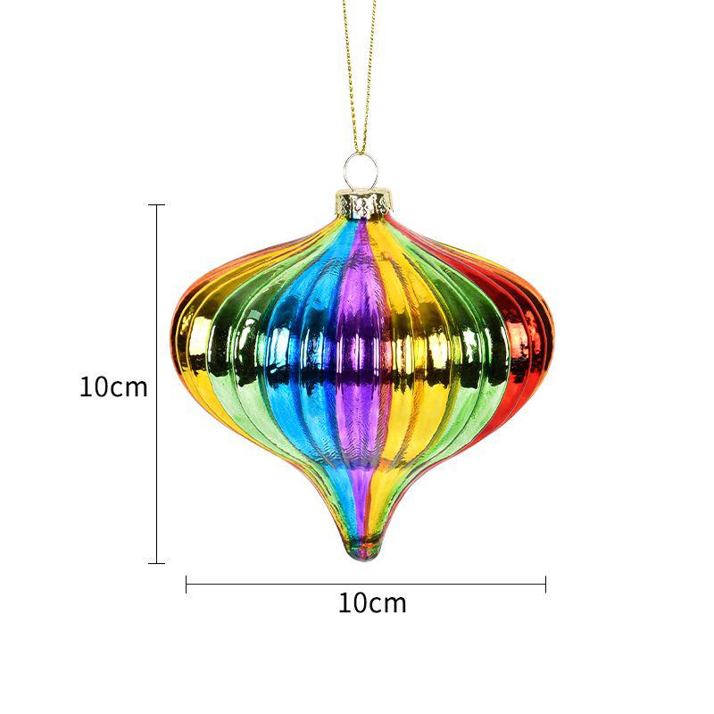 Christmas Ornaments Rainbow Glass Ball Pendant Holiday Gifts Christmas Tree Scene Decoration Colorful Hanging Ball Accessories