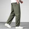 Pantalon pour homme, coupe droite, ample, multi-poches, couleur unie, taille moyenne, fin, décontracté, lisse, doux, respirant, été, automne