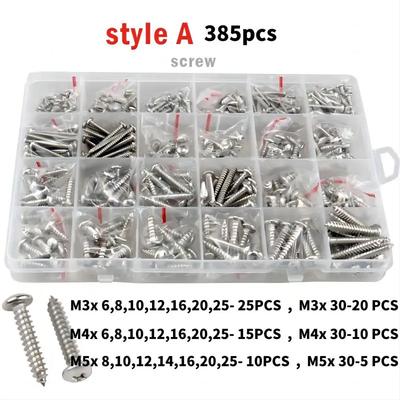 380-1810 τεμ. M1.2 M1.4 M1.7 M2 M3 M4 Μικρές Βίδες Αυτοδιάτρησης με Σταυρωτή Κεφαλή Τηγανιού από Ανοξείδωτο Χάλυβα 304, Σετ Βιδών για Ξύλο